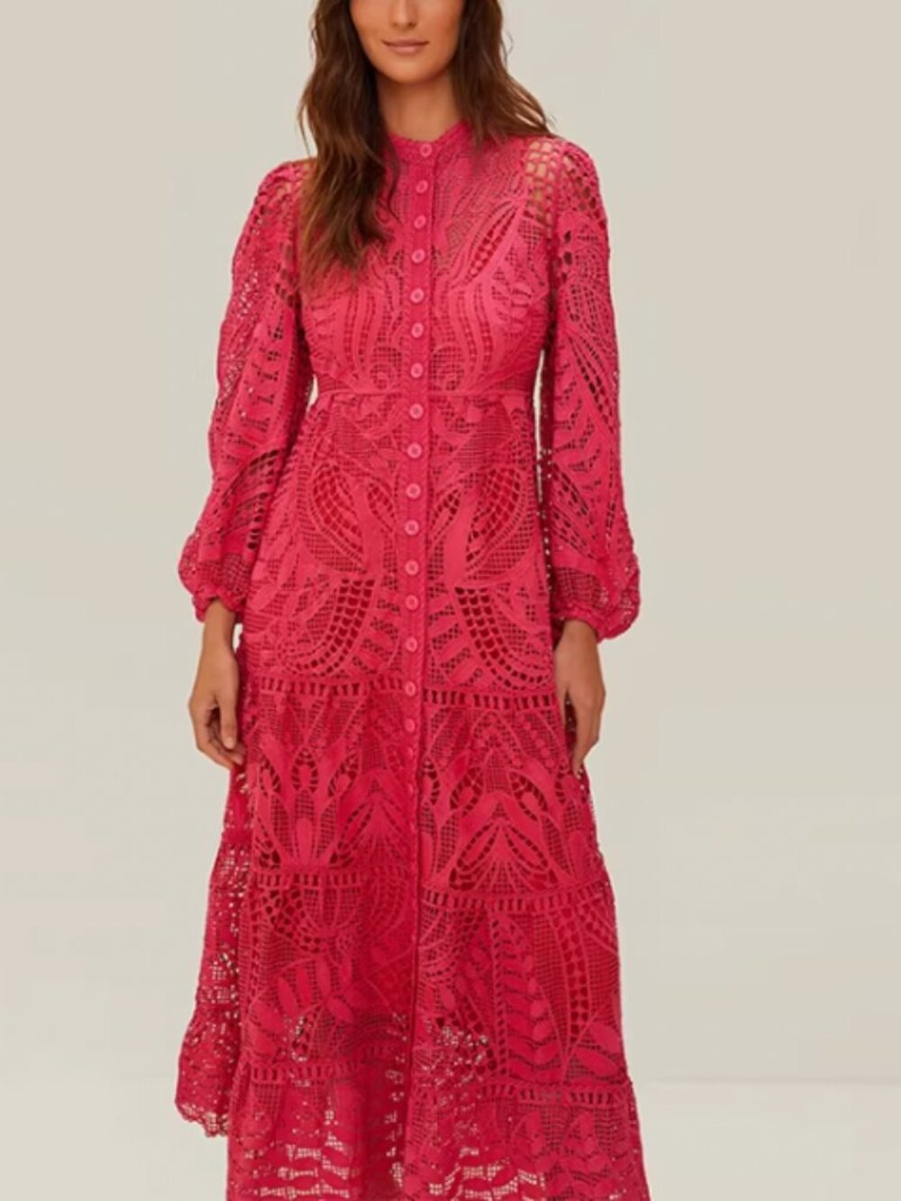 BEST FARM Rio Pink Guipire Maxi Dress XS/M Vacation Cocktail Party - Picture 3 of 10
